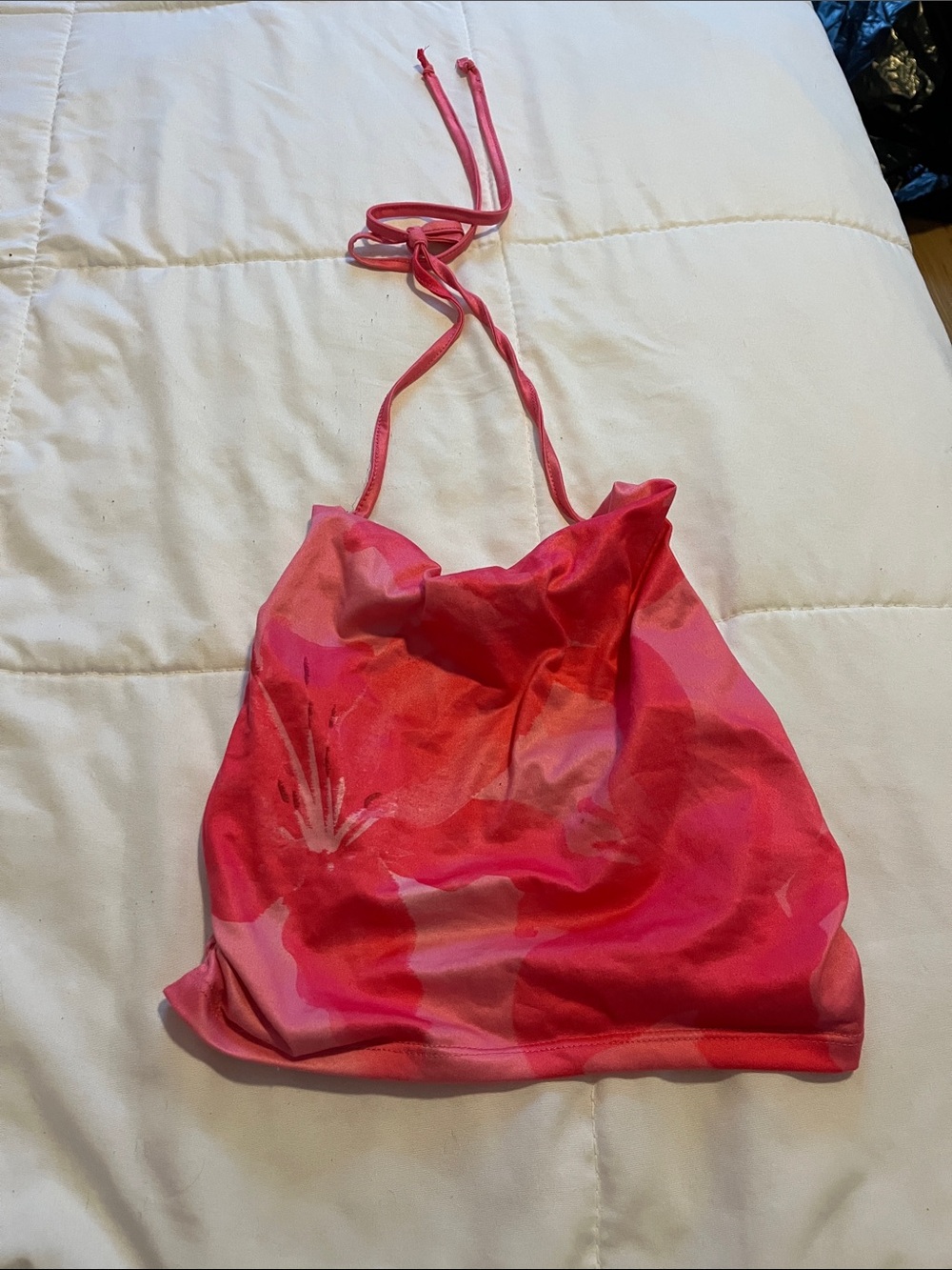 SHEIN Pink Halter Cami with Abstract Print